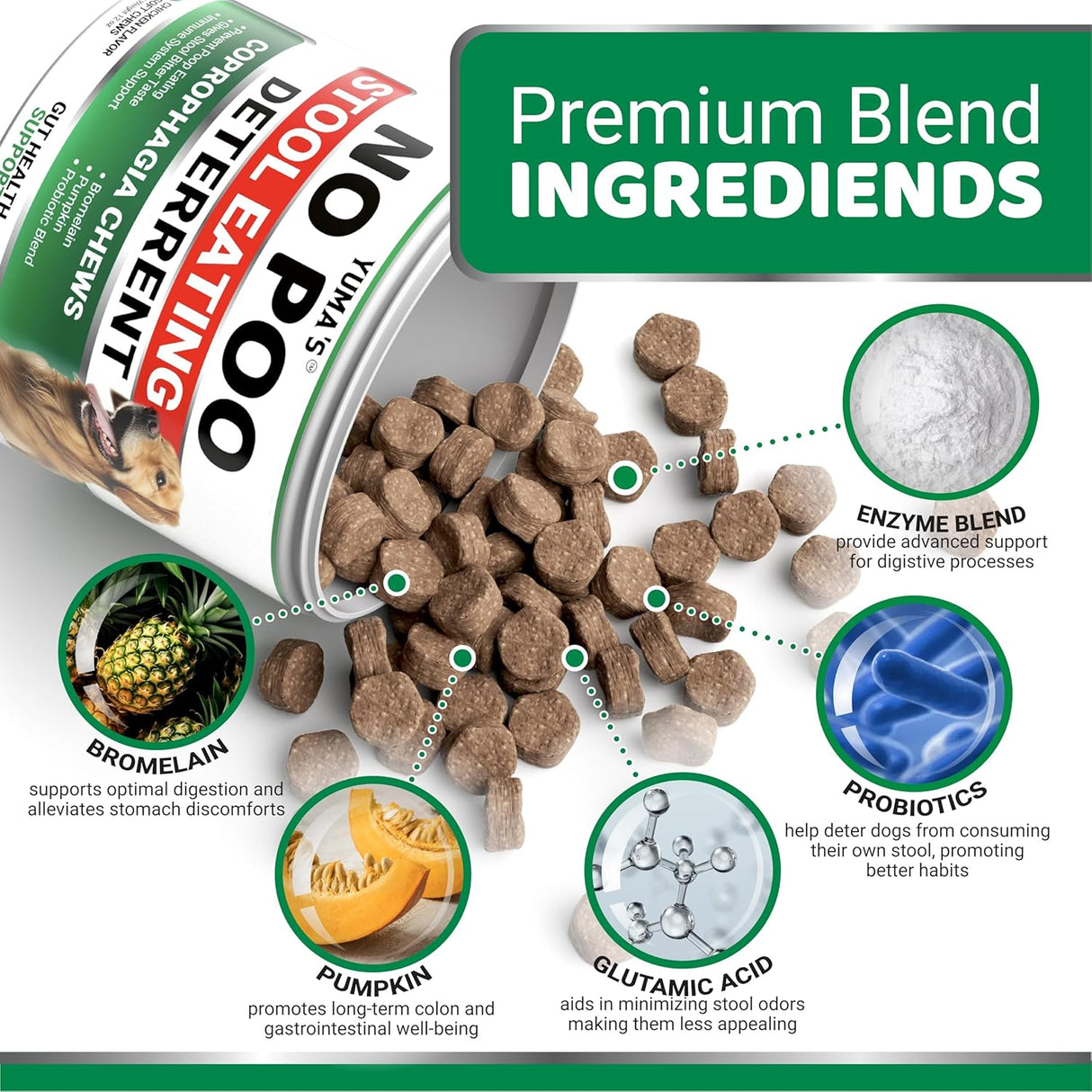 No Poo Chews – Behavior Support & Digestive Enzymes (170 Soft Chews) - YUMA'S