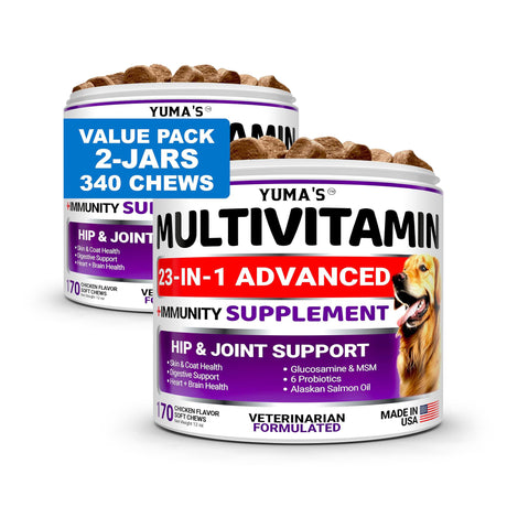 (2 Pack) Dog Multivitamin – 170 Chews Each (Chicken Flavor) - YUMA'S