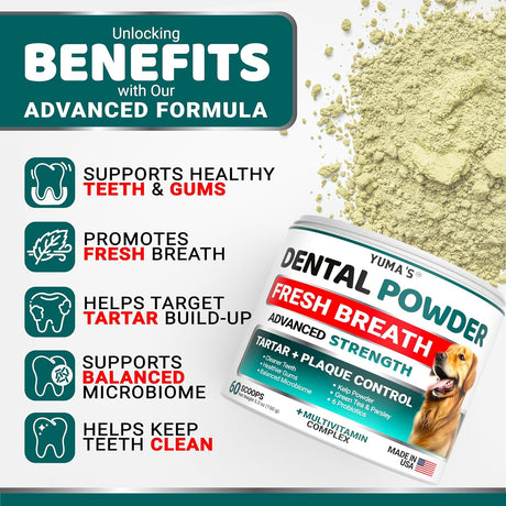 Dog Dental Powder – Fresh Breath & Oral Care (60 Scoops) - YUMA'S