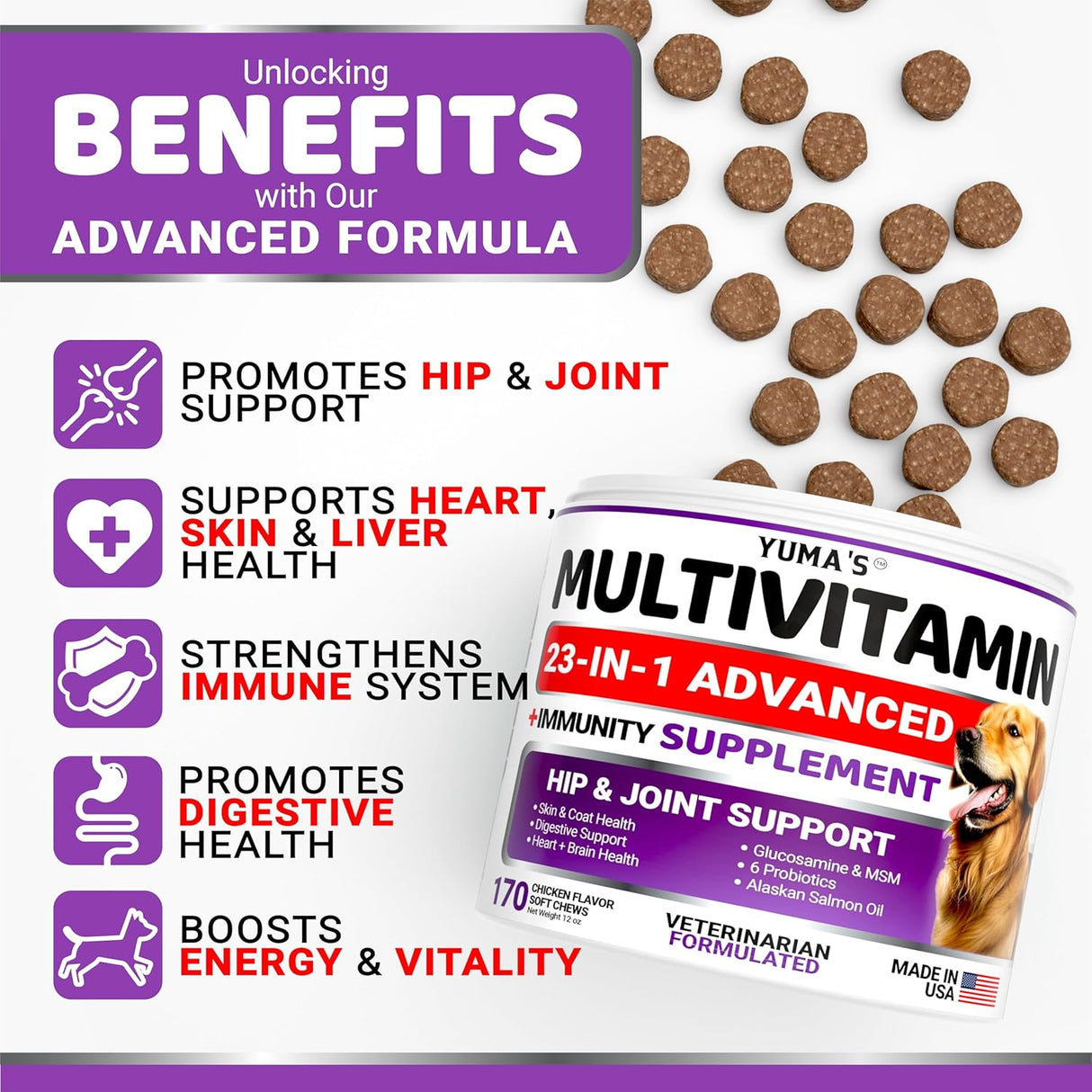 Dog Daily Multivitamin Chews - 170 count - YUMA'S