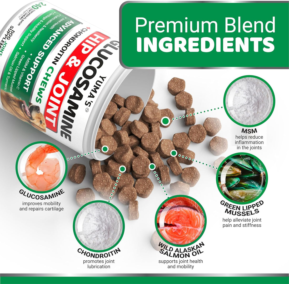 Glucosamine for Dogs - 240 Chews - YUMA'S