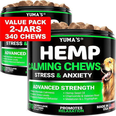 (2 Pack) Hemp Calming Chews for Dogs – 340 Chews - YUMA'S