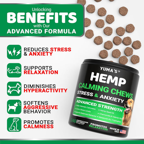 Hemp Calming Chews for Dogs - 240 Treats - YUMA'S