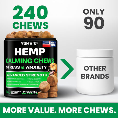 Hemp Calming Chews for Dogs - 240 Treats - YUMA'S