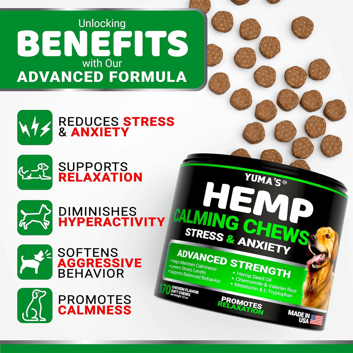 Hemp Calming Chews for Dogs - YUMA'S
