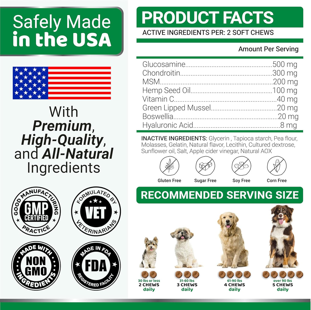 Hemp Hip and Joint Support with Glucosamine for Dogs - YUMA'S