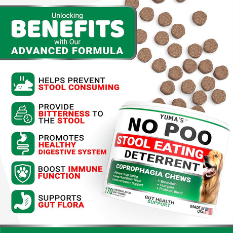 No Poo Chews – Behavior Support & Digestive Enzymes (170 Soft Chews) - YUMA'S