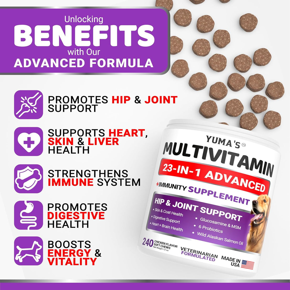 Dog Daily Multivitamin Chews –  240 Count - YUMA'S