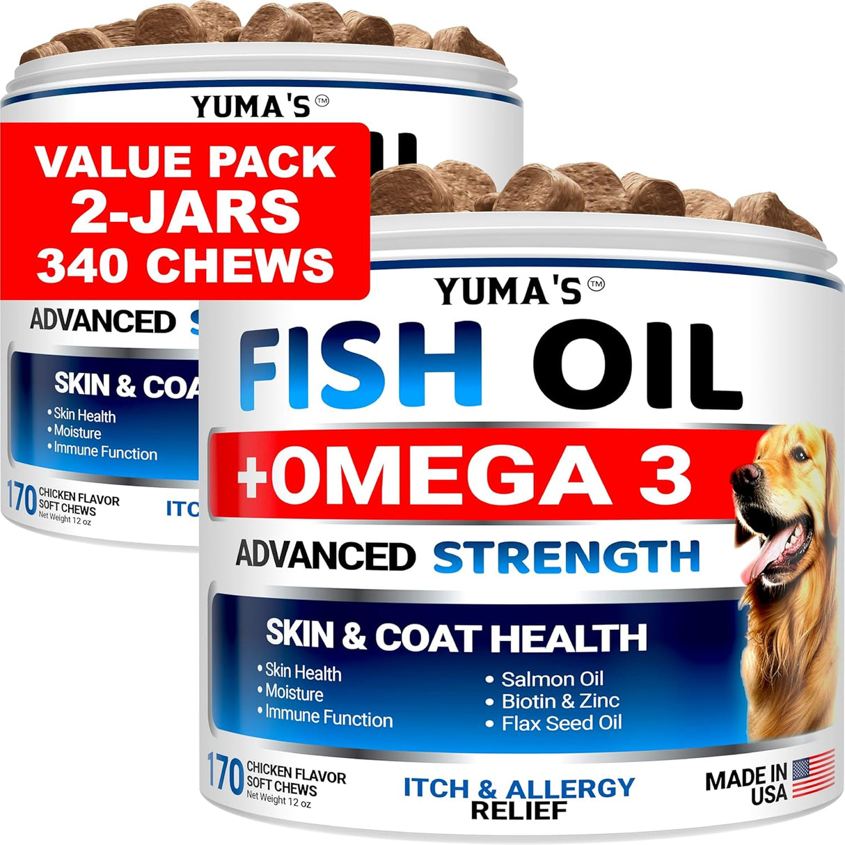 (2 Pack) Omega 3 Fish Oil for Dogs - YUMA'S
