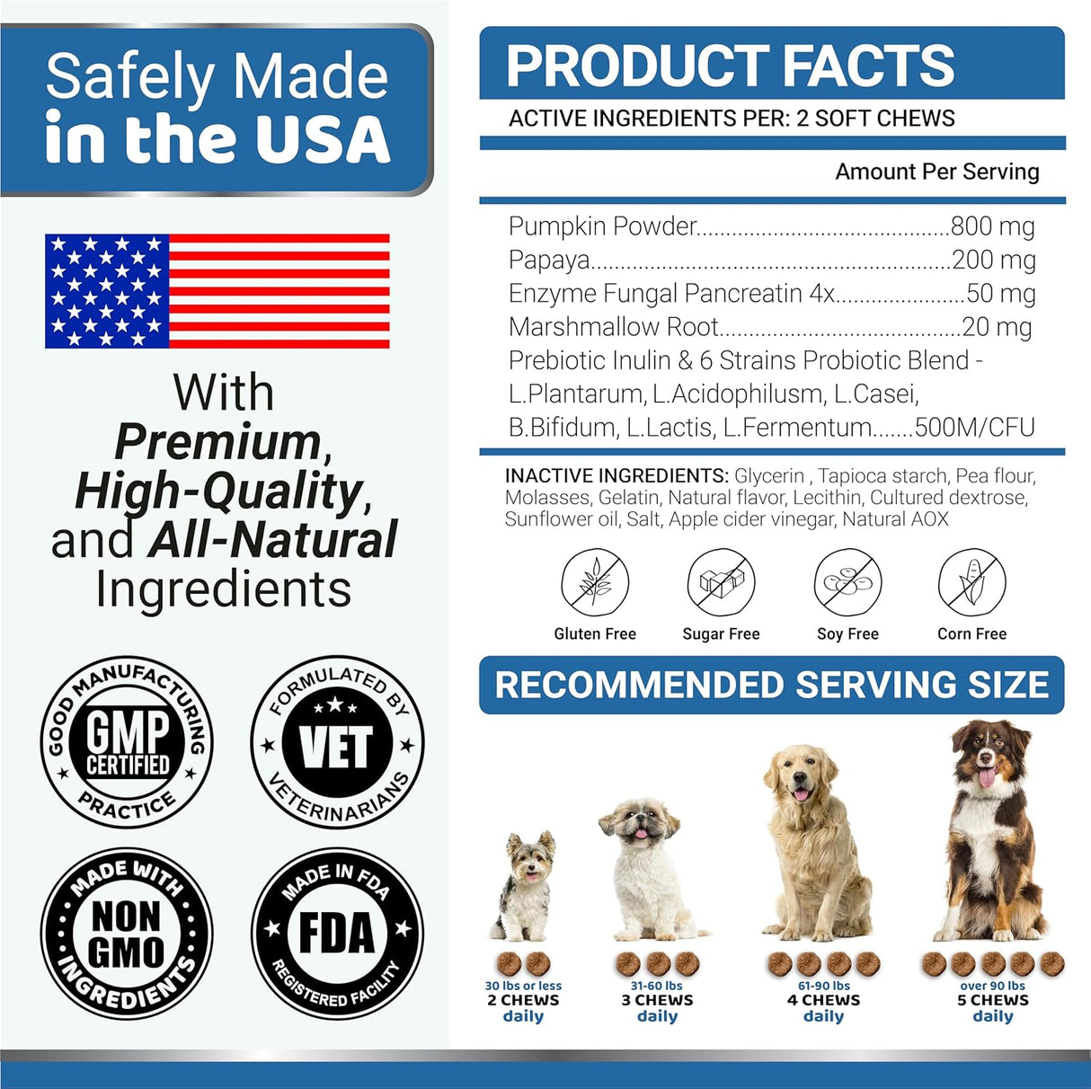 Probiotics for Dogs – 170 Easy-to-Chew Bites (Bacon Flavor) - YUMA'S
