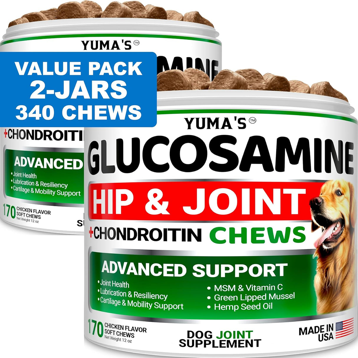 (2 Pack) Glucosamine for Dogs - YUMA'S