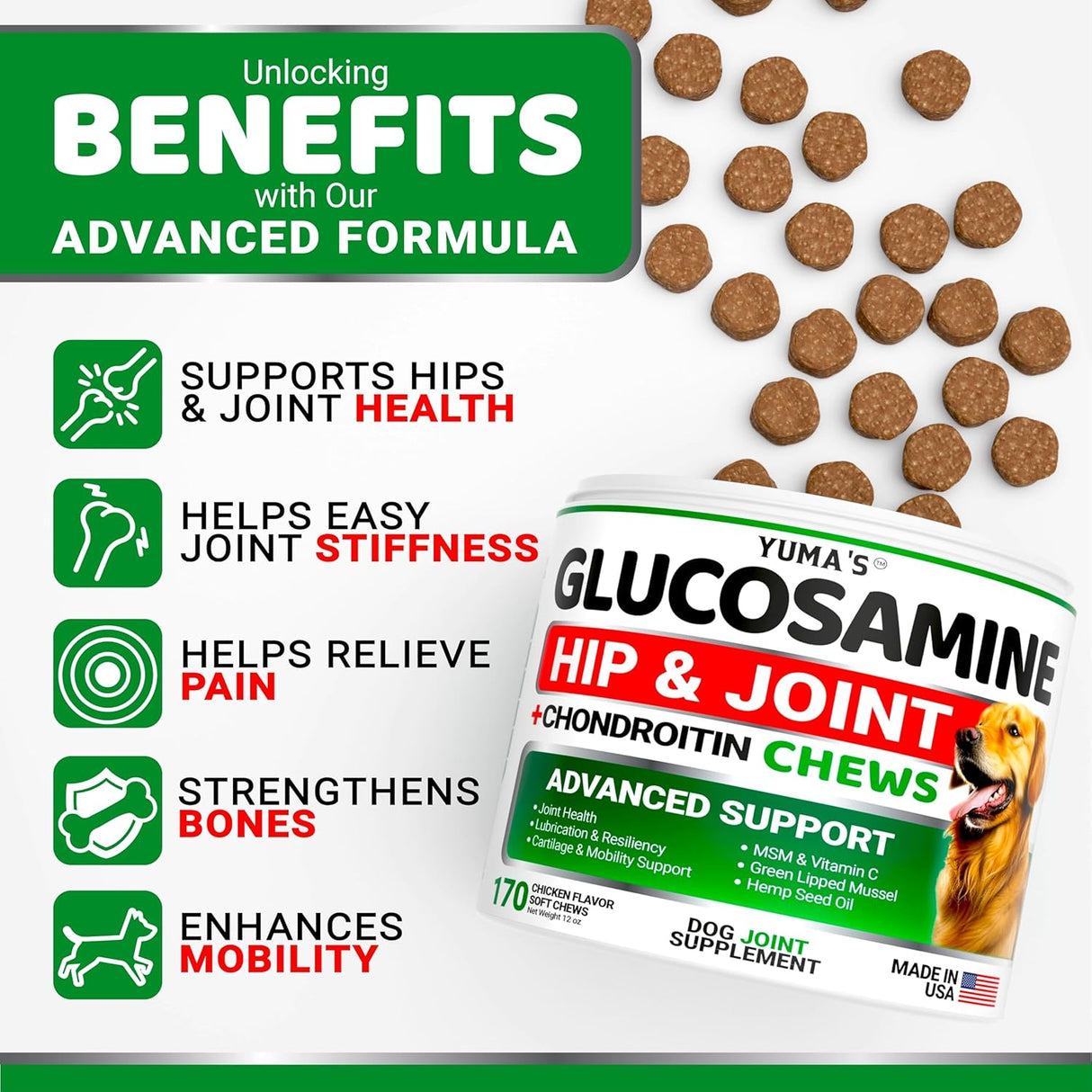 Glucosamine for Dogs - 170 Chews - YUMA'S