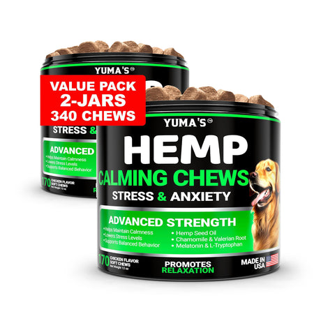 (2 Pack) Hemp Calming Chews for Dogs – 340 Chews - YUMA'S