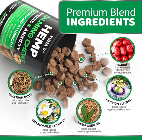 Hemp Calming Chews for Dogs - 240 Treats - YUMA'S