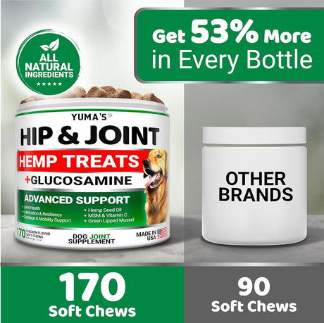 Hemp Hip and Joint Support with Glucosamine for Dogs - YUMA'S